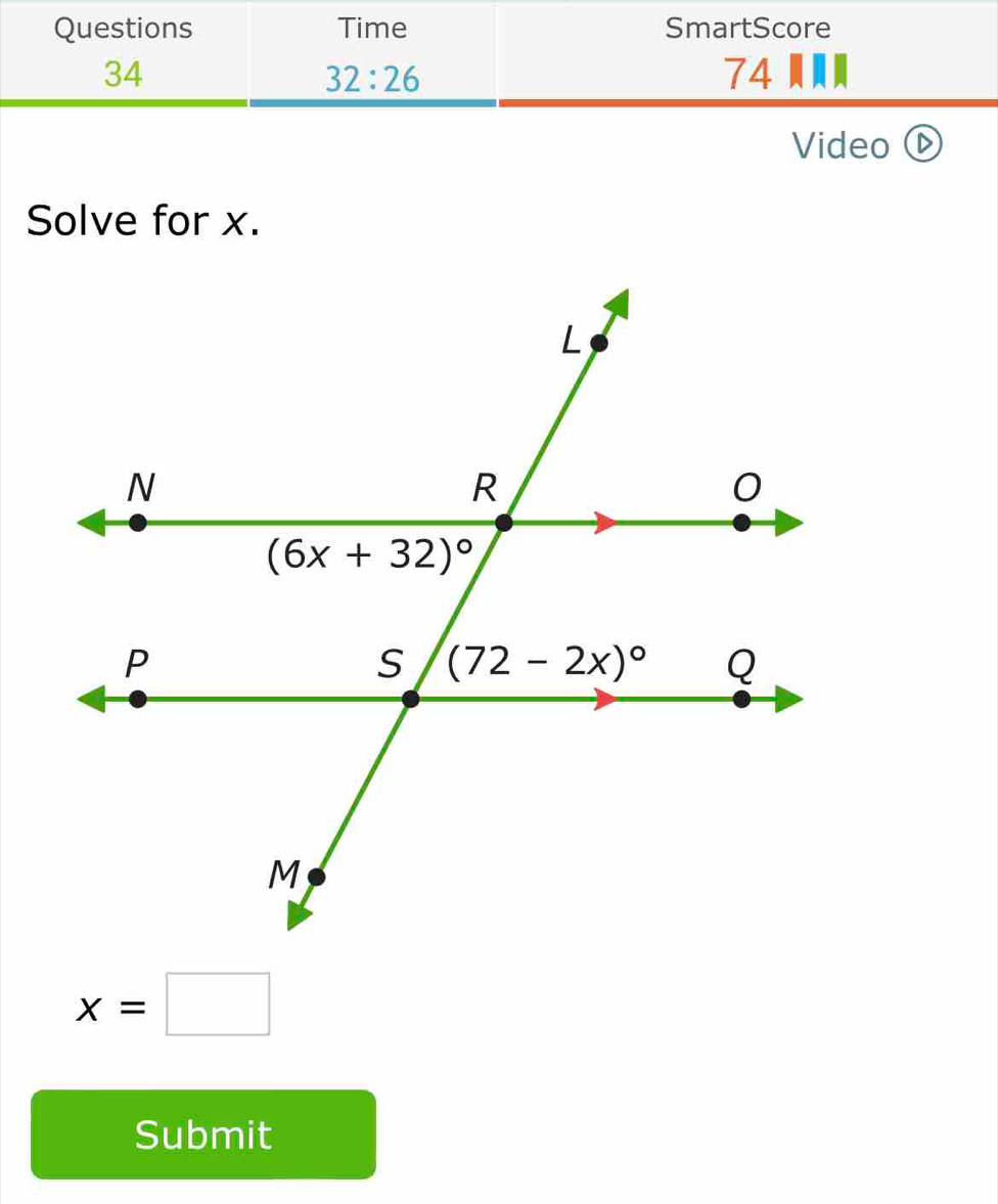 Video
Solve for x.
x=□
Submit