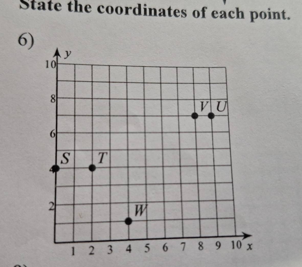 State the coordinates of each point. 
6)