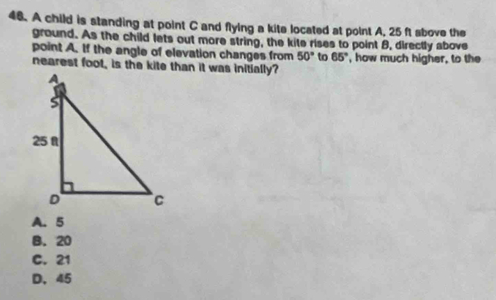 Solved: A child is standing at point C and flying a kite located at ...