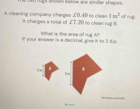Solved: me two rugs shown below are similar shapes. A cleaning company ...