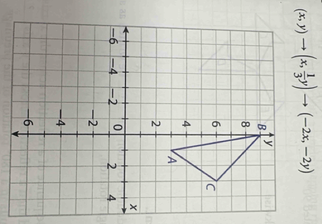 (x,y)to (x, 1/3 y)to (-2x,-2y)