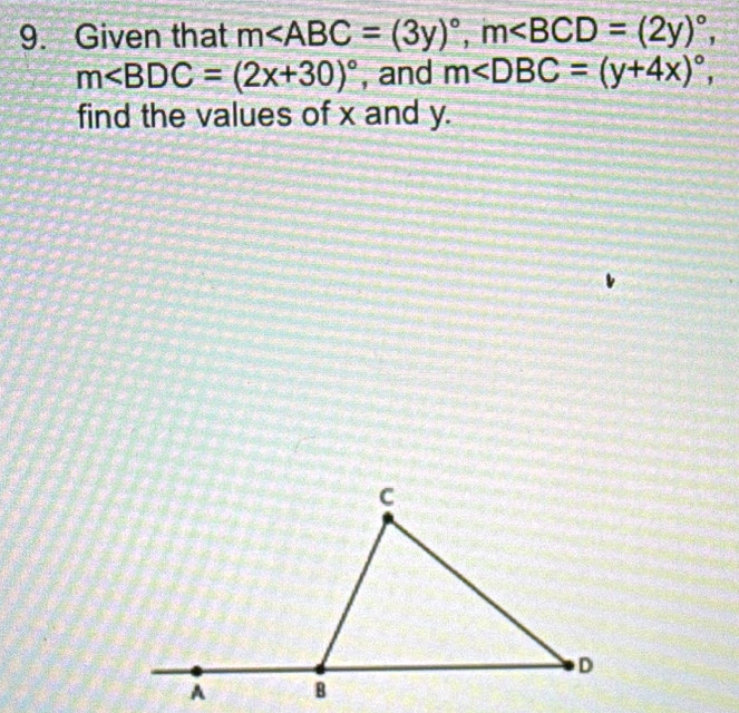 Given that m , m ,
m , and m , 
find the values of x and y.