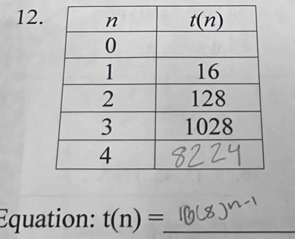 Equation: t(n)= _