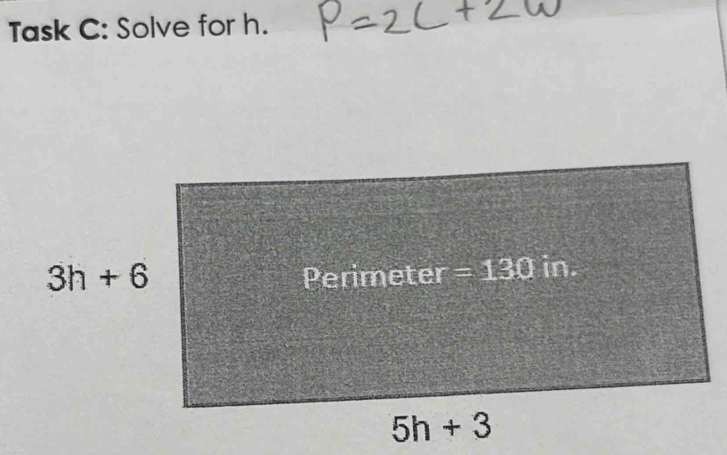 Task C: Solve for h.