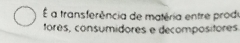 É a transferência de matéria entre prode 
tores, consumidores e decompositores