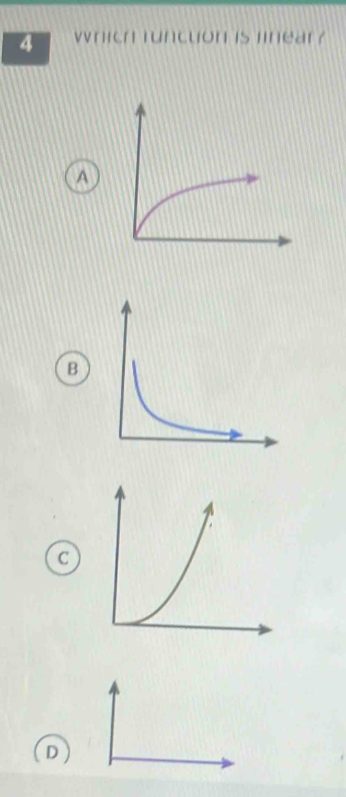 Wrich runction is linear? 
A 
B