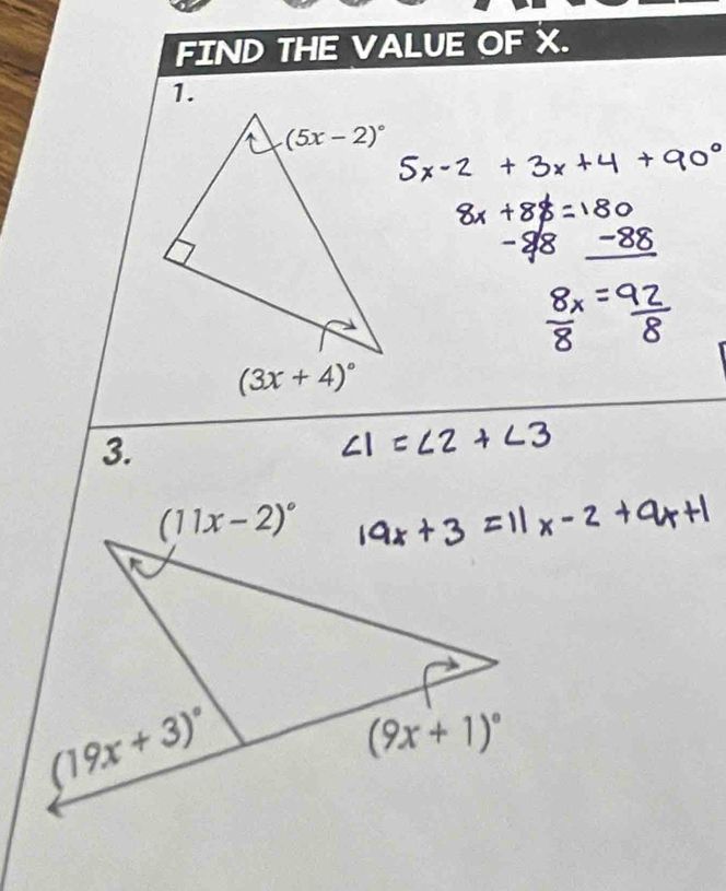 FIND THE VALUE OF X.
(3x+4)^circ 
3.