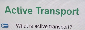 Active Transport 
What is active transport?