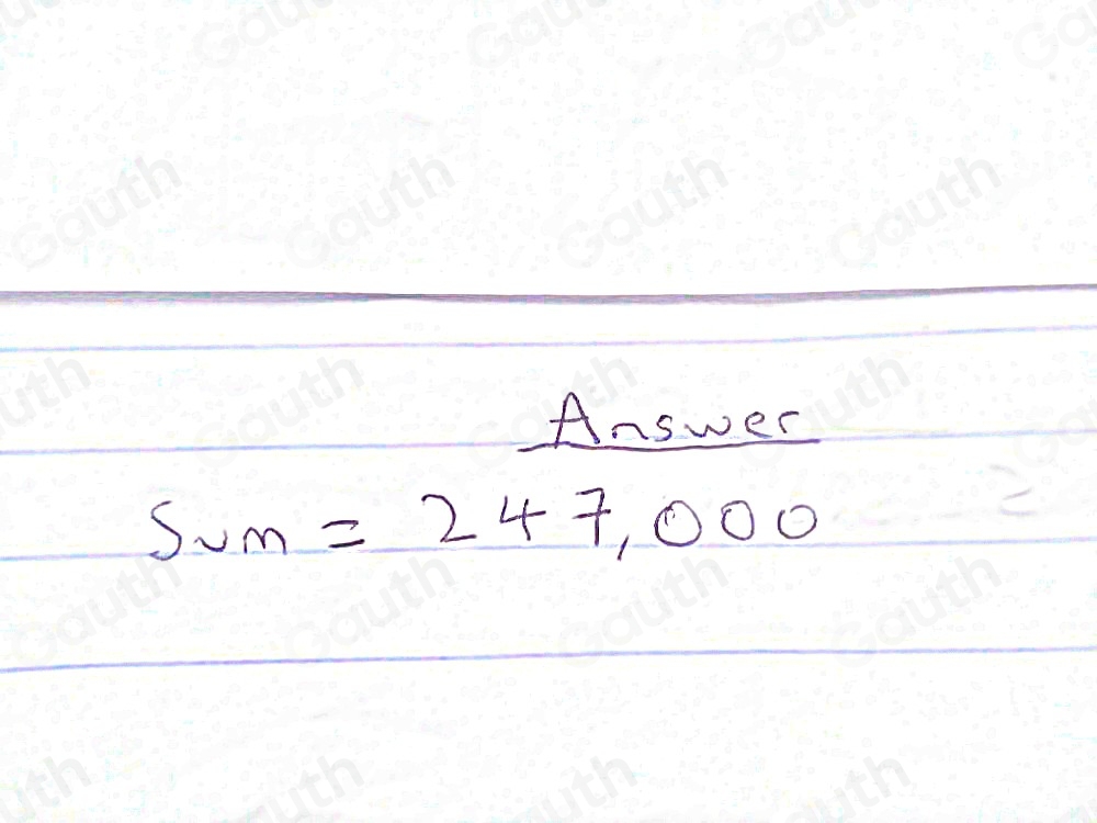 Solved: Find the sum for the first 500 terms given the sequence -5, -3 ...