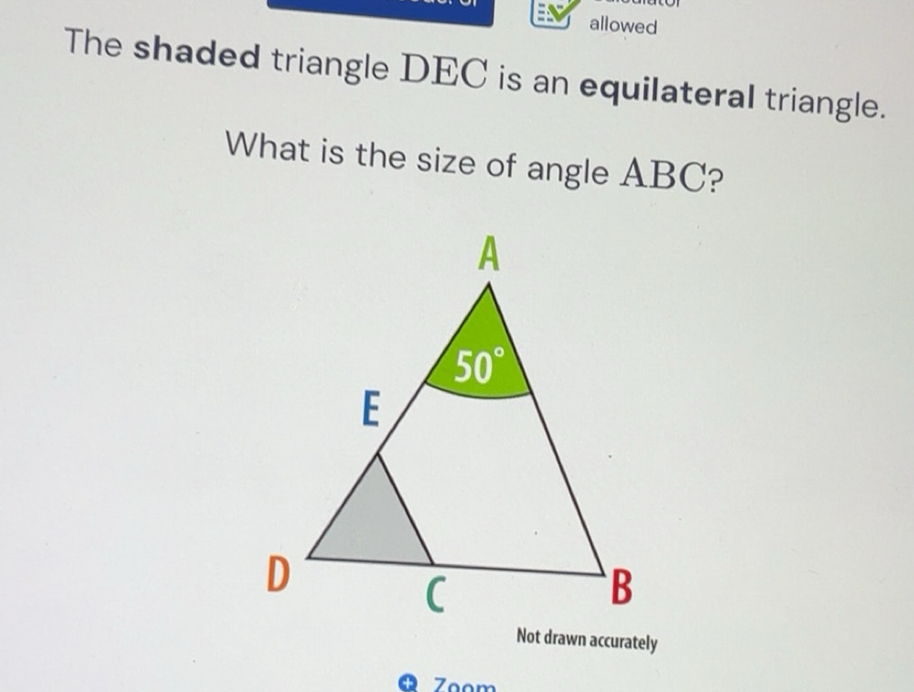 Solved: allowed The shaded triangle DEC is an equilateral triangle ...