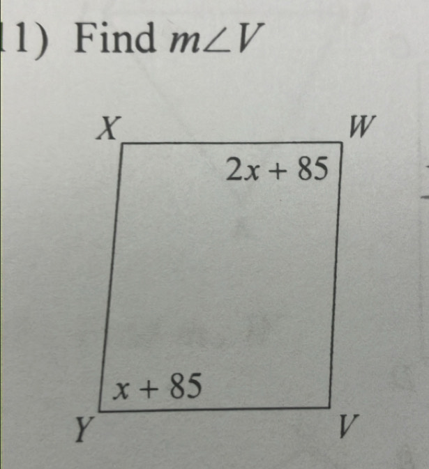 1)Find m∠ V