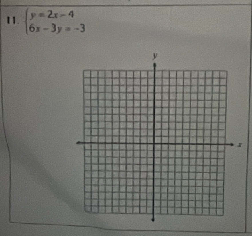 beginarrayl y=2x-4 6x-3y=-3endarray.