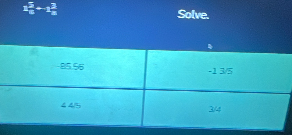 1 5/6 / -1 3/8 
Solve.