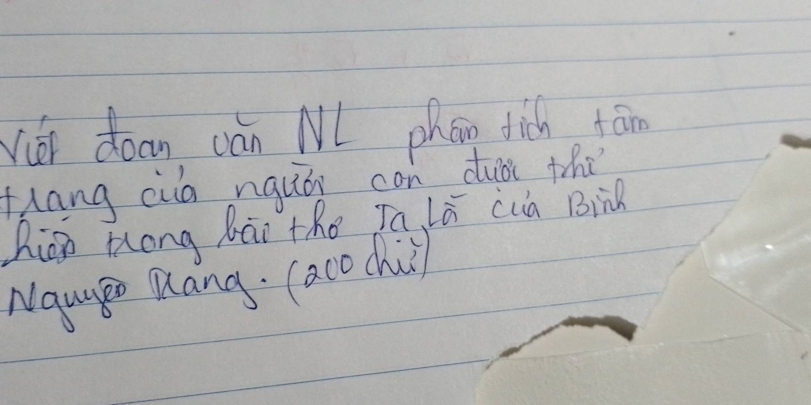 Vii doon wàn NI phon dich tān 
tang cuá nguǒn con diài thǐ 
hiào Kong bài the Ja Lā cua Bi 
Naug Rang. (aco chi)