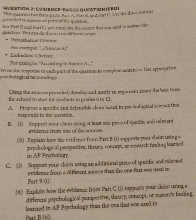 Solved: EVIDENCE-BASED QUESTION (EBQ) This question has three parts ...
