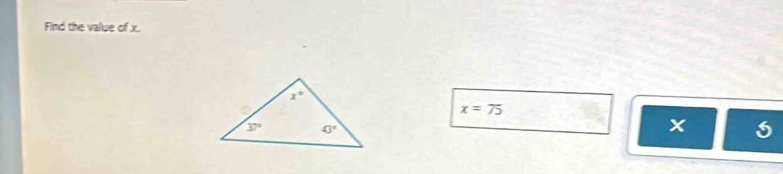 Find the value of x.
x=75