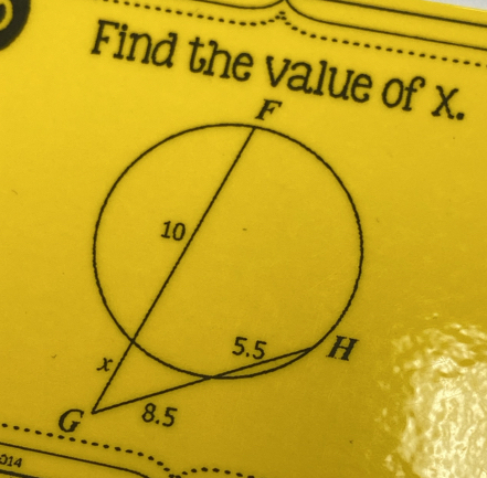 Find the valueof x.
014