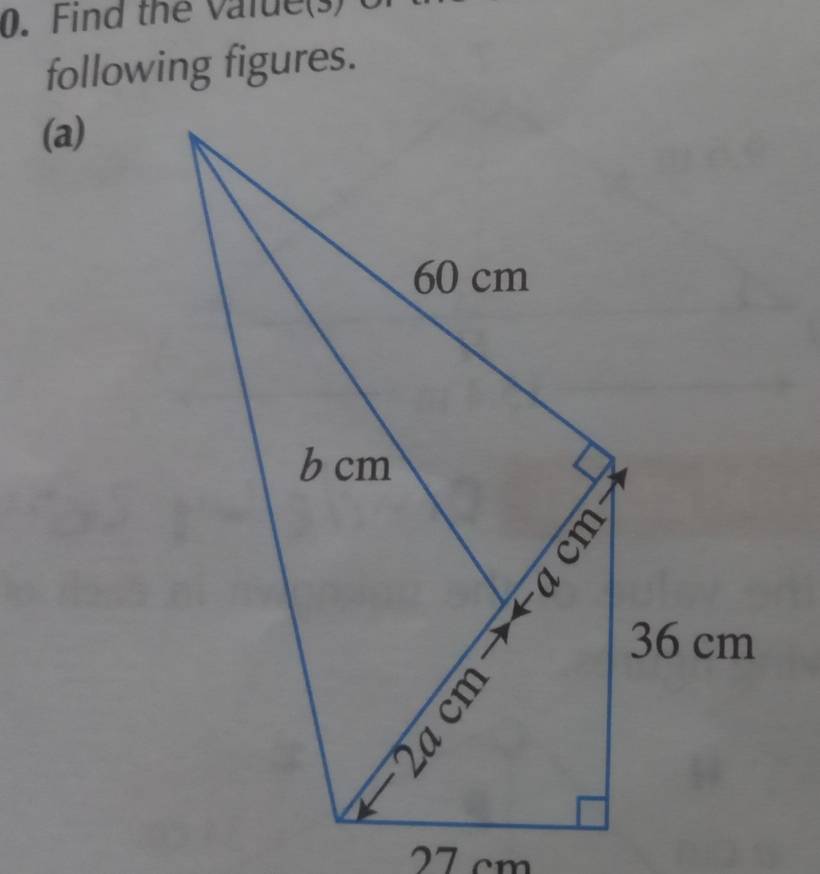 Find the value(s) 
following figures. 
(a)
27 cm