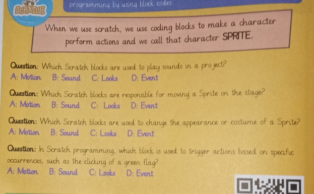 Solved: ScRATcH programming by using block codes When we use scratch ...