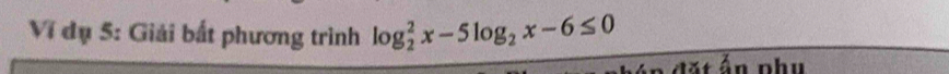 Ví dụ 5: Giải bất phương trình log _2^(2x-5log _2)x-6≤ 0