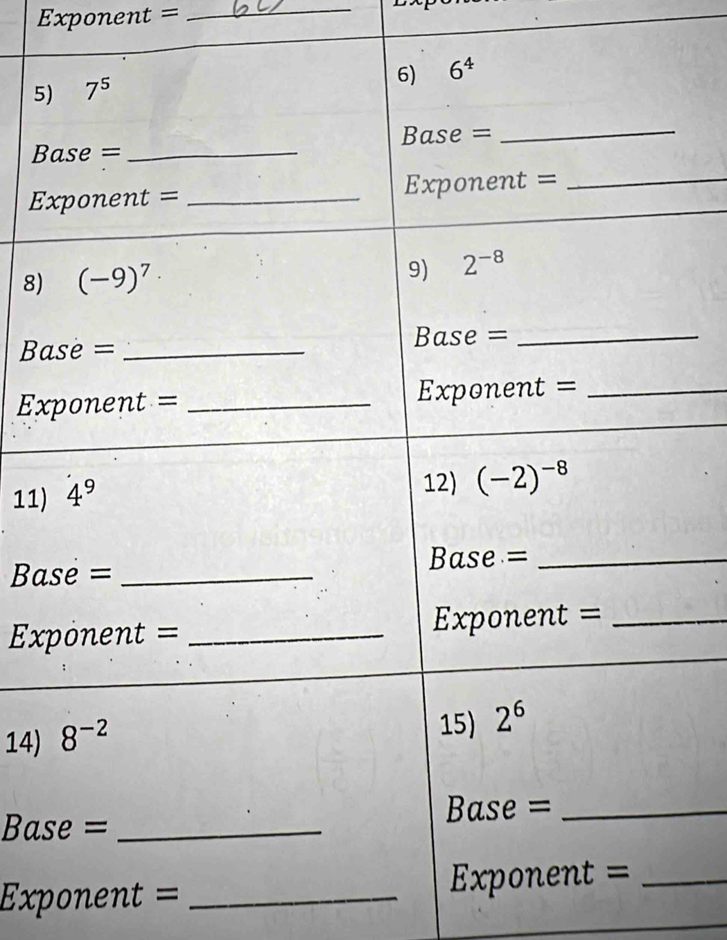 Exponent=
_
5
B
E
8)
B
E
11)
B
E
14)
Ba
Exponent =__