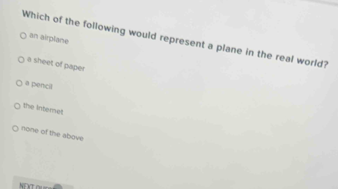 Solved: an airplane Which of the following would represent a plane in ...