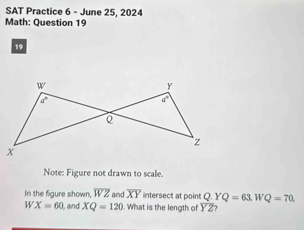 Solved: SAT Practice 6 - June 25, 2024 Math: Question 19 19 Note ...