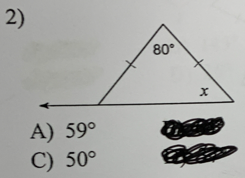 A) 59°
C) 50°