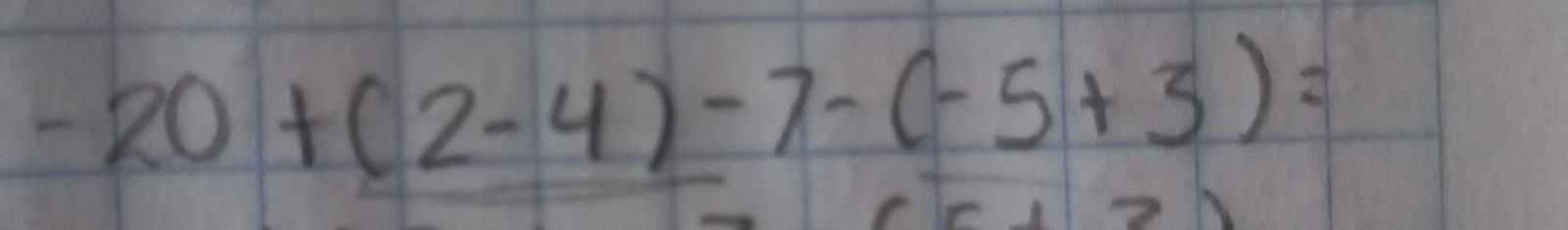 -20+(2-4)-7-(-5+3)=