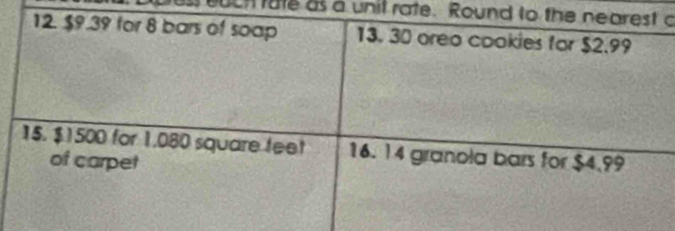 ut tate as a unit rate. Rou o