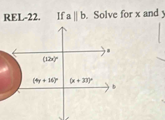 REL-22. If aparallel b. Solve for x and y