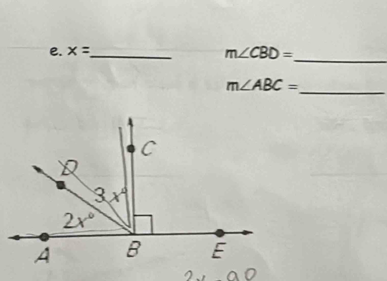 x= _
m∠ CBD=
_
_
m∠ ABC=