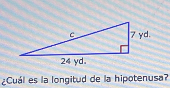 ¿Cuál es la longitud de la hipotenusa?