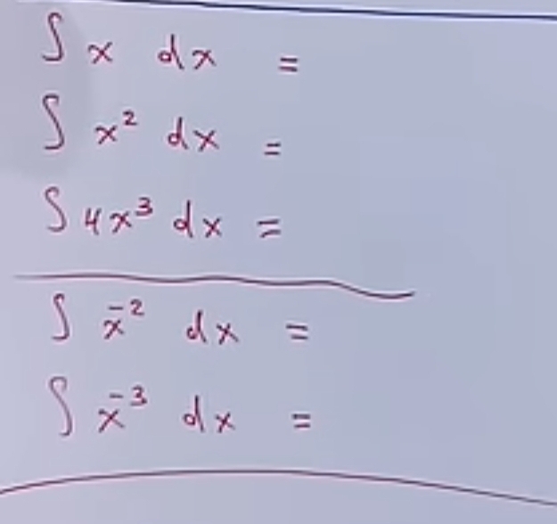 ∈t xdx=
∈t x^2dx=
 ∈t 4x^3dx=/∈t x^2dx= 
∈t x^(-3)dx=