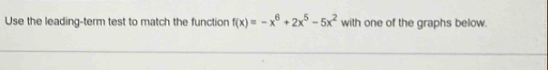 Use the leading-term test to match the function f(x)=-x^6+2x^5-5x^2 with one of the graphs below.