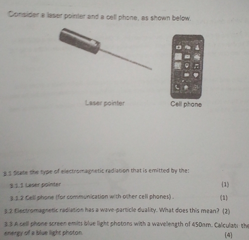 Solved: Consider a laser pointer and a cell phone, as shown below ...