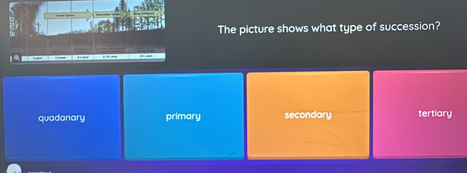 The picture shows what type of succession?
B yanz 34 j9
quadanary primary secondary
tertiary