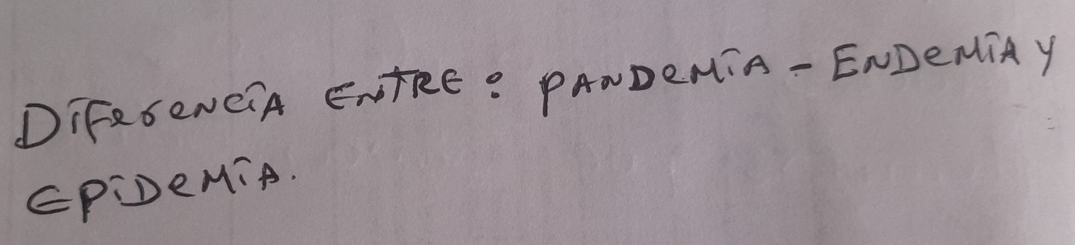 DIFRSeNeA ENTRE: PANDENIA- ENDEMTRY 
EPIDeMiA.