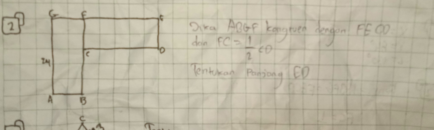 Qka ABtp kong te dengon F60
doin FC= 1/2 CD
Tentukan Panjong ED
A