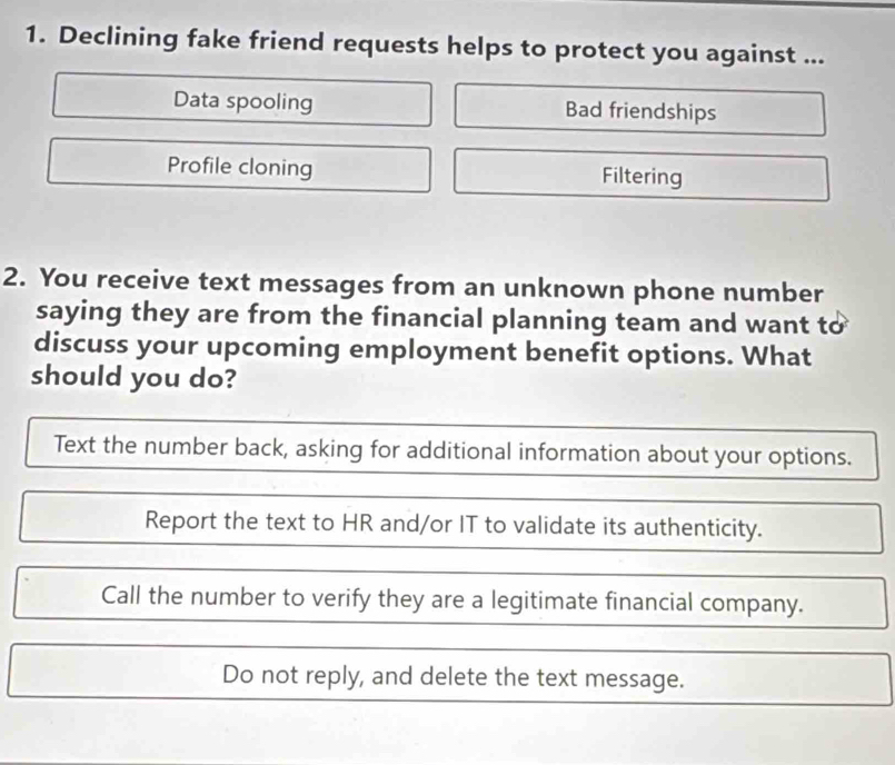 Solved: Declining fake friend requests helps to protect you against ...