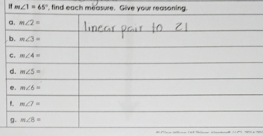 If m∠ 1=65°