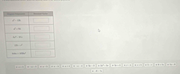 x+9 x-a=b | a=5 =a-4 =a+4 0 -x-4 a2x-3 u 2x^2-3x 82x+3 r-5 =r+5 =b-r =6+7a =7a-6
=-6-7a