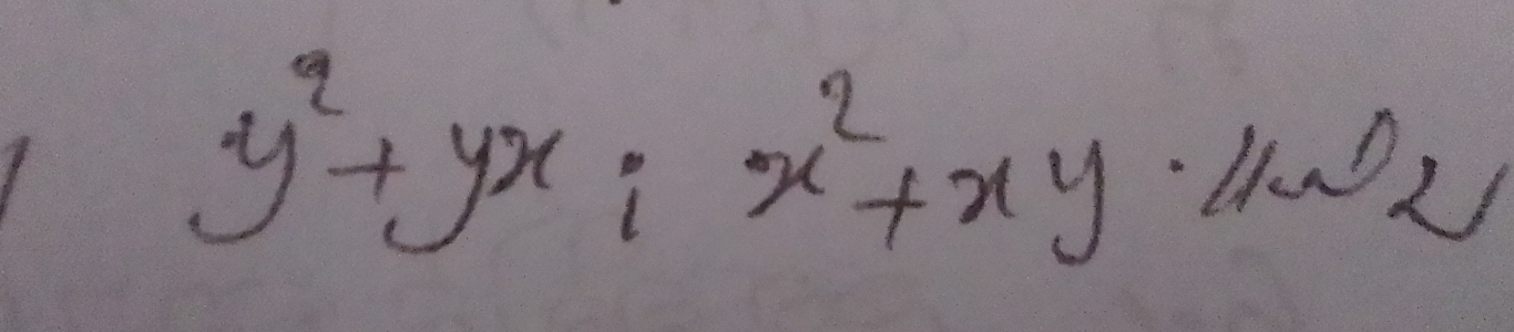 y^2+yx;x^2+xydot 1+x