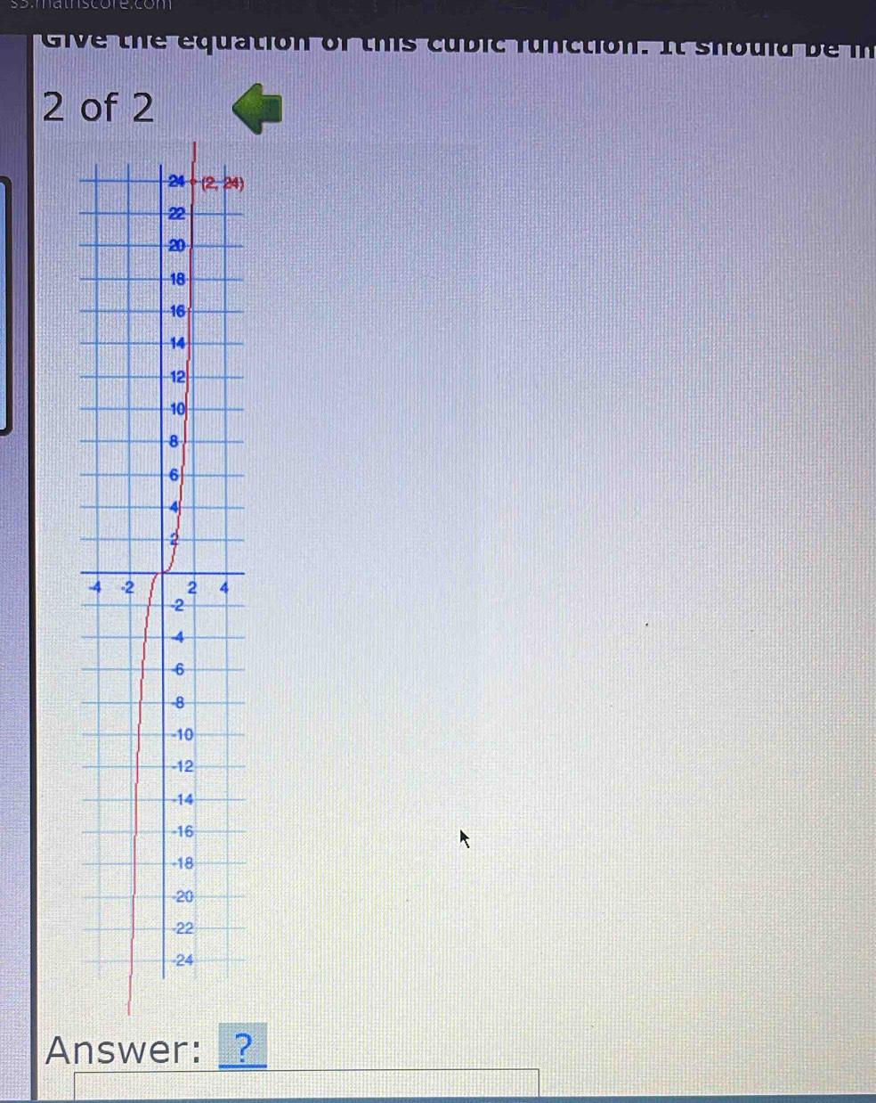 s5.matscore.com
Give the equation of this cubic function. It shouid be m
2 of 2
-
Answer: _?