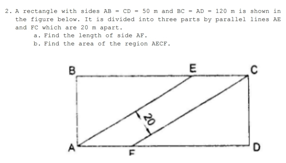Solved: A rectangle with sides AB=CD=50m and BC=AD=120m is shown in the ...