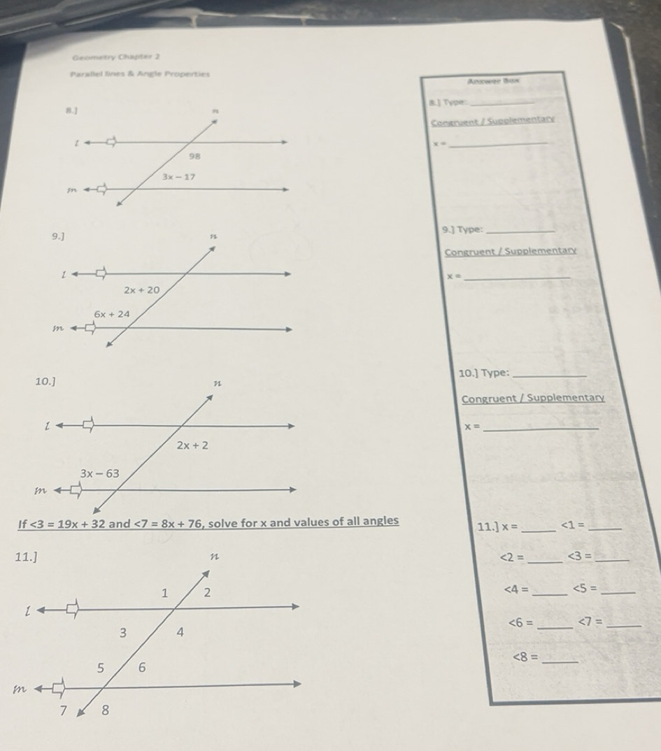 Solved: Geometry Chapter 2 Parallel lines & Angle Properties Answge Bas ...
