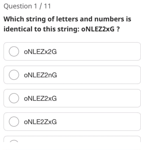 Solved: Which string of letters and numbers is identical to this string ...
