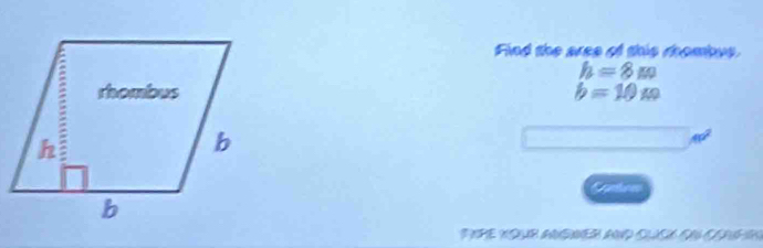 Find the aree of this rhombus
h=8m
b=10m
AP^2