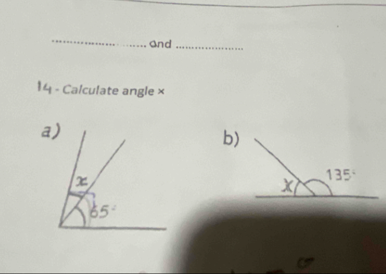 and_
14 - Calculate angle ×
a)
b)