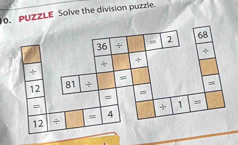 PUZZLE Solve the division puzzle.